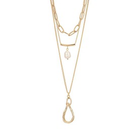 Sylph Layered Gold Necklaces Dainty 14K Gold Trendy Stackable Paperclip Chain Necklace for Women Pendant Choker Charm Statement Necklace Set