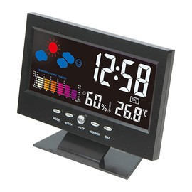 Lyaciomn Temperature and Humidity Colour Screen Desk Clock, Wireless Weather Projections LCD Backlit Alarm Clock Sound