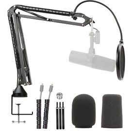 YOUSHARES SM7B Boom Arm with SM7B Pop Filter/Windscreen - Upgraded Mic Arm Compatible with Shure SM7B Dynamic Vocal Microphone, Heavy Duty Mic Stand Provide More Ways to Create.