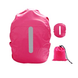 Rain Cover for Backpacks with Reflective Strips, 30L-40L Waterproof Backpack Rain Cover with Storage Bag, Rain Cover School Bag for Hiking, Camping, Travel, Cycling (Pink, M)