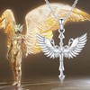 Diamond Angel Wing Necklace 925 Sterling Silver Cross Angel Wing