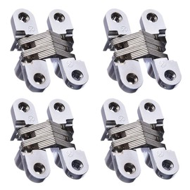 4 Pack Hidden Hinge Invisible Hinge for Cabinet Door, Zinc Alloy Hidden Door Hinge 180 Degree Swing Hinges for Wooden Box Front Door, 0.61'' Leaf Width, 2-3/8" Leaf Height