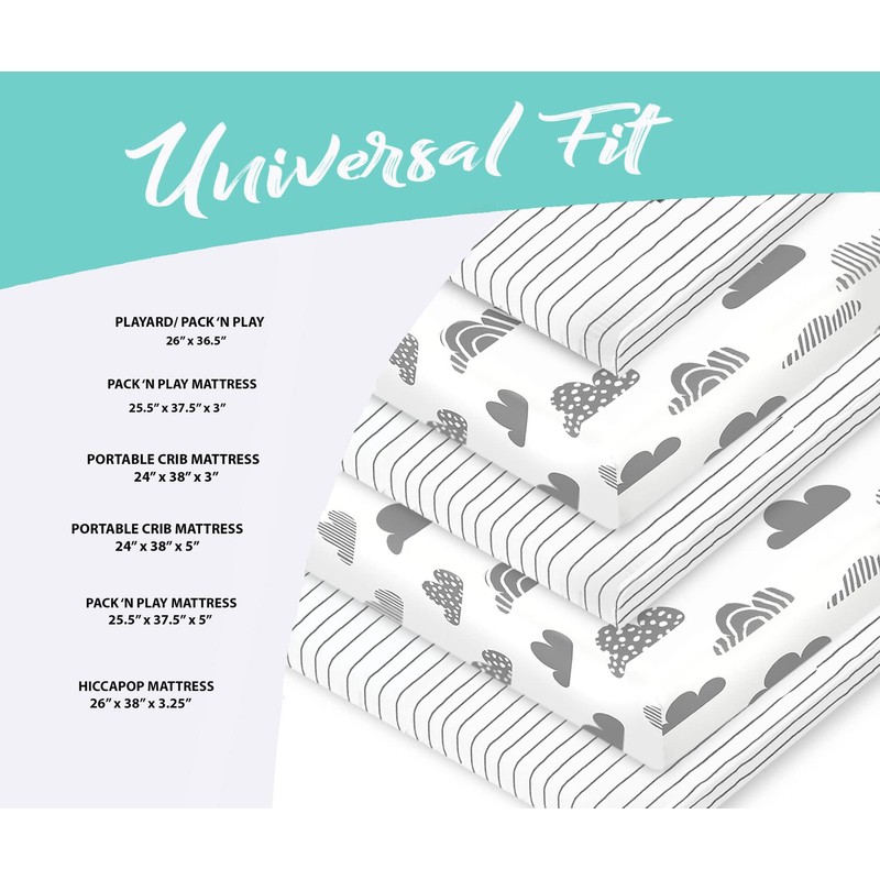 100% Organic Cotton Pack n Play Mini Crib Sheet 2