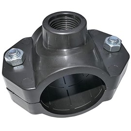 AERZETIX - C51890 – Tapping Clamp Discharge – Diameter 50 x 1/2 Inch – with 2 Bolts – Branch Clamp for Secondary Lines – Plastic Connection for a Female Water Hose Thread