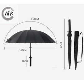 WPOZD Samurai Umbrella Katana Umbrella Black Umbrella Tactical Umbrella Cool Birthday Gift Anime Same Paragraph Strong Windproof Outdoor Umbrella (16 bone)