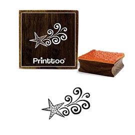 Printtoo Star & Swirls Design Square Wooden Rubber Stamp Scrap-Booking Block-2 x 2 Inches