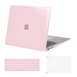 MOSISO Case Compatible with Surface Laptop 5/4/3 13.5 inch 2022 2021 2019 Release with Metal Keyboard (Models: 1951 & 1868), Protective Plastic Hard Shell&Keyboard Cover&Screen Protector, Rose Pink
