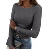 Zeagoo Long Sleeve Ribbed Shirts for Women Casual Button Crew