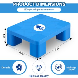 Briwooody Plastic Pallet Waterproof Storage Pad Lightweight Wear Resistant Basement Pallet for Cargo, Cartons, Oil Drums Racks Outdoor Grid Indoor Floor Supermarket Warehouse (23.6 x 15.8 x 4.7 Inch)
