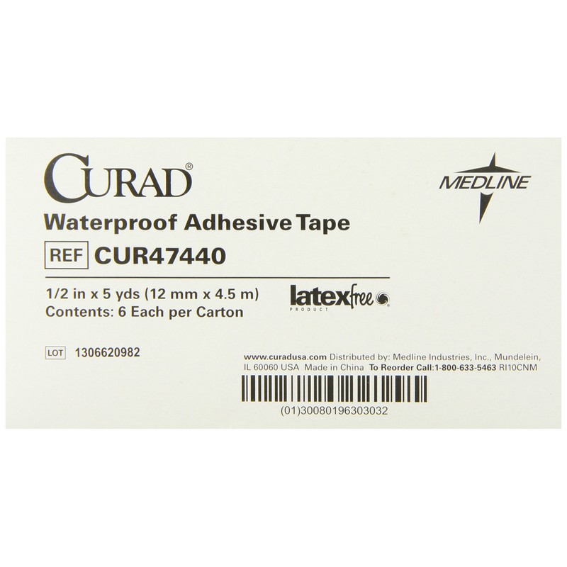 Curad Waterproof Adhesive Tape, 1/2 In. x 5 Yds., 6