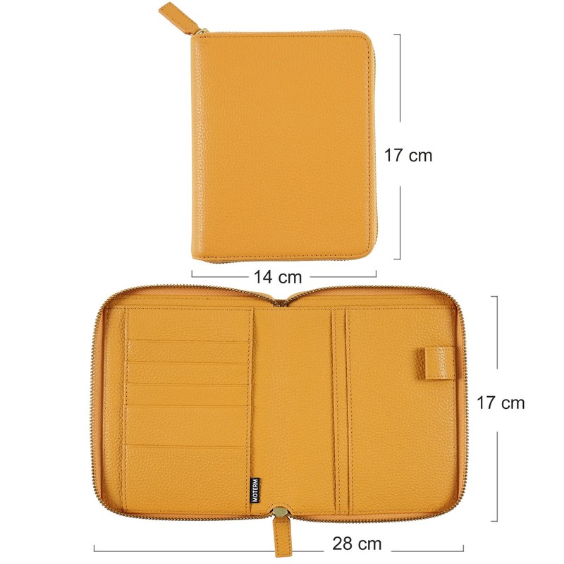 Moterm Zippered Leather Cover for A6-Notebooks - Fits Hobonichi Original,