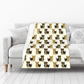 Yorkshire Terrier Cute Yorkie Dog Pet Fleece Throw Blanket Super Soft Flannel Cozy Washable Lightweight Fuzzy for Couch Sofa Bed Office Travel Camping Warm Plush Blankets for All Season (50"x40")