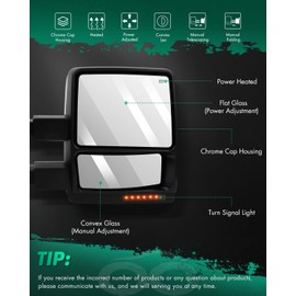 SCITOO Towing Mirrors Tow Mirror fit For 2007-2014 For Ford For F150 Pickup Chrome Power Heated LED Turn Signal Puddle Lamp Side Pair Mirrors