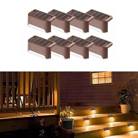 Solar Deck Lights Outdoor 8 Pack, Solar Step Lights Waterproof Led Solar Lights for Outdoor Stairs, Step, Fence, Yard, Patio, and Pathway(Warm White) (8)
