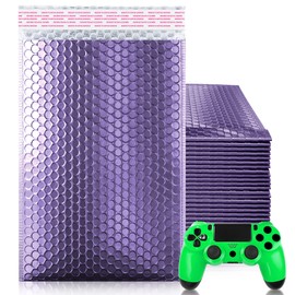 ABC Purple Metallic Bubble Mailers, 6.5 x 10.5 Inches. 25 Pack Metallic Bubble Envelope with Self-Seal Closure. Waterproof Poly Mailers Metallic. Bright Metallic Packaging Envelopes for Shipping