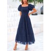 PRETTYGARDEN Women's Smocked Midi Tulle Dress 2025 Summer Puffy Short
