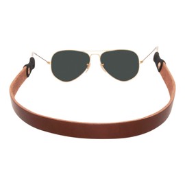 Huck Venture Leather Sunglass Strap - Handmade w/Thick Full-Grain Leather & High-Stretch Silicone Grips. Handcrafted Elegance for Every Adventure (Medium)