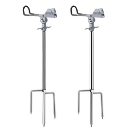 AVCMOTO Fishing Rod Holders for Bank Fishing, 360 Degree Adjustable Fishing Pole Holders for Ground, Multifunctional Stainless Steel Beach Fishing Rod Holder Fishing Gifts for Men (Silver)