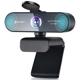 Webcam with Microphone – Autofocus Webcam with Privacy Cover eMeet Nova 96° View Web Camera 1080P w/2 De-Noise Mics, Plug & Play USB Webcam with Universal Clip for Screens & Tripods, Streaming Webcam