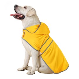 Dog Raincoat with Hood and Leash Hole, Adjustable Belly Strap, Reflective Strips, Lightweight Slicker Poncho Rain Jacket Coat for Small Medium Large Dogs and Puppies (B.Yellow, XX-Large)