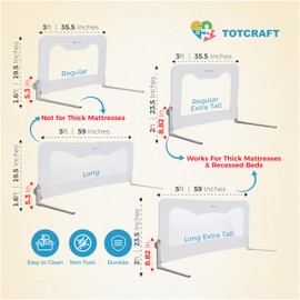 Bed Safety Rails for Toddlers - Bed Rail Guard for Queen, King, Full Szie, Twin Mattress Bed (White, 35.5W*23.5H Inch (Regular Extra Tall))