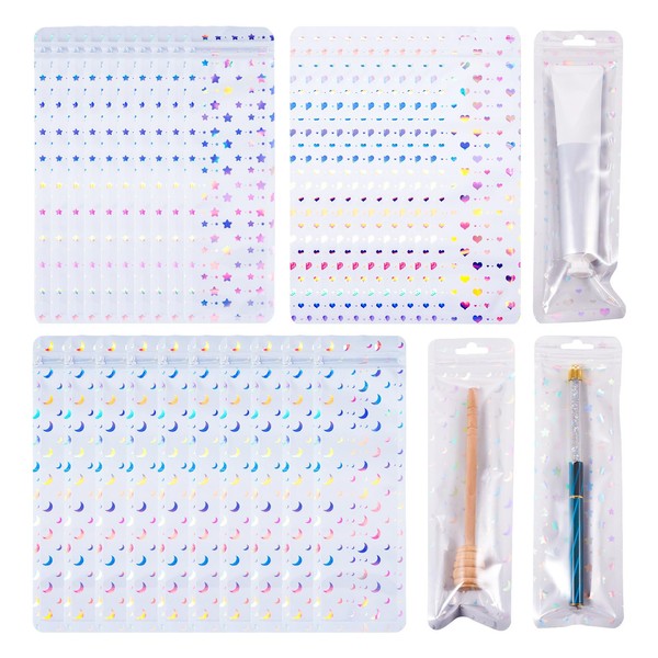 Crafans 30 Pieces Rectangle Ziplock Bags, Small Plastic Packaging, Ziplock