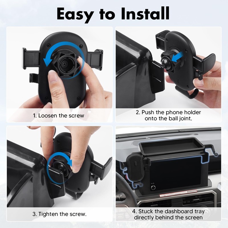 FIILINES Center Console Dash Organizer with Phone Holder for Toyota