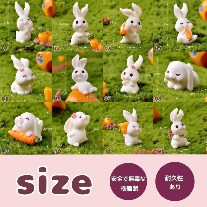 WATASHINO Rabbit Figurine Animal Figure Rabbit Miniature Carrot Terrarium Succulent