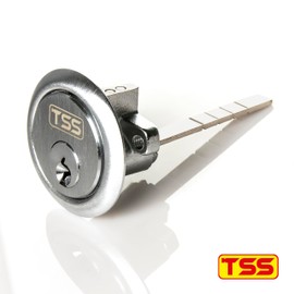 TSS Replacement Locking Rim Cylinder Lock, Supplied with 3 Keys. Lock Barrel and Keys Set for Nightlatch Lock/Rim Locks. (Satin Chrome)