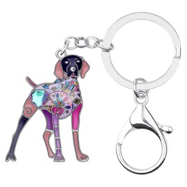 WEVENI Enamel Alloy Crystal Labrador Retriever Keychain Dog Charms Jewellery for Women Girls Bag Car Purse, Purple