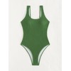 Limeeke Women One Piece Swimsuit Ribbed Monokini Swimwear Textured Scoop