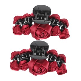 minkissy 2pcs Hairpin Rose Hair Claw Valentine's Day Hair Clip Claw Clips Valentine's Day Cilps Cute Barrettes Floral Hairpin Fabric Barrette Plastic