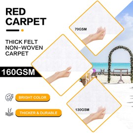 White Carpet Runner for Party, Premium 160 GSM Felt Non-Woven Fabric Runway Rug for Party Wedding & Special Events,Rolled Package Without Creases (White, 3X15 ft)