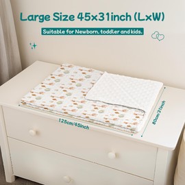 Chungie Soft Baby Blanket – 100% Cotton Muslin Front & Plush Minky Fleece Back, Multi-Layer Blanket for Baby Boys & Girls, 40x30 in Nursery Bed Blanket, Newborn & Toddler Use