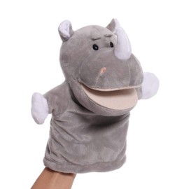 Plush Animal Rhinoceros Open Mouth Rhino Hand Puppets Toys for Imaginative Pretend Play Storytelling