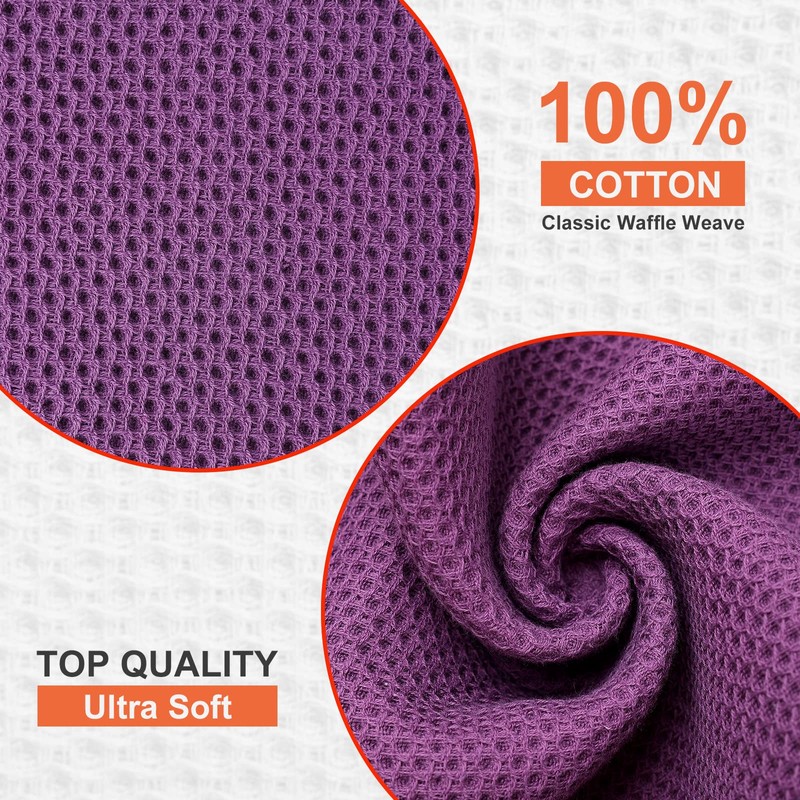Kitinjoy 100% Cotton Kitchen Dish Cloths, 6 Pack Waffle Weave