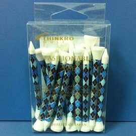 THINKRO GOLF TRG-409 Golf Tee, Fashionable Tee, Wood Tee (Long), Unisex, Argyle, Quantity: 20
