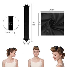 SUFFIC 4 Pcs Rizador de Pelo Sin Calor con 1 Pcs Bufanda de Seda,Rizador de Pelo para Dormir,Rizadores de Cabello Tubos para Ondas Naturales,DIY Styling Tools Hair Curlers Kit (Negro, Mediano)