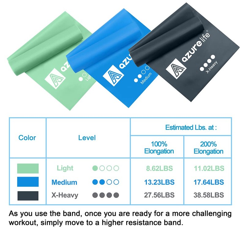 A AZURELIFE Resistance Bands,Professional Long Non-Latex Elastic Stretch Bands,Exercise Bands