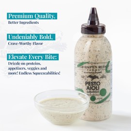 Terrapin Ridge Farms Pesto Aioli Garnishing Sauce – Bright Basil & Garlic Flavor – Perfect for Grilled Chicken, Sandwiches, and Veggies – 12.5 oz squeeze bottle
