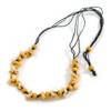 Avalaya Yellow Shell and Wood Beads with Black Cotton Cord