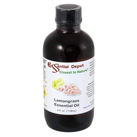 Essential Depot Lemongrass Essential Oil - GC/MS Tested - Supplied in 4 oz. Amber Glass Bottle with Black Phenolic Cone Lined and Safety Sealed Cap