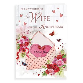 Regal Publishing Traditional Anniversary Card Wife - 9 x 6 inches