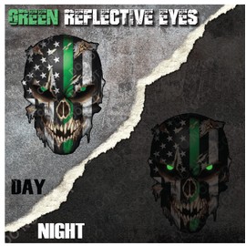 Decals by Haley Military Sticker – Premium Skull Stickers for Trucks and Cars – American Flag Stickers with Green Reflective Eyes Skull – Cool and Unique Sniper Stickers and Large Decal USA