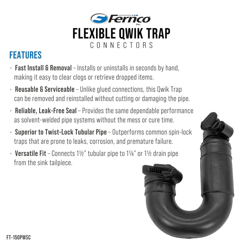 Fernco Qwik Trap Adapter Connects 1.25-inch or 1.5-inch Sink Tailpiece