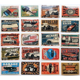 50Pcs Retro Car Decals Old Car Commercial Panel Auto Advertising Hard Hat Vintage Mechanic Stickers Pack