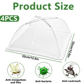 4PCS Food Covers, 12 Inch Food Cover Mesh Pop Up for Outdoors, Collapsible Reusable Food Covers, for Outdoor Camping Picnics Parties BBQ to Keep Out Flies Bugs Mosquitoes