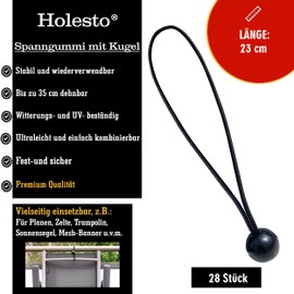 Bungee Cords with Ball 28 Pieces - Tarp Bungee Ball Ties - Expanders - Heavy Duty Bungee Cords - Ideal for Securing Tarps, Tents, Nets, or Pavilions - Bungee Ties (28 pieces x 23 cm)