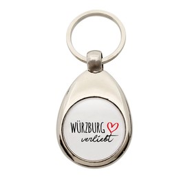 Huuraa Keyring Würzburg in Love Pendant Size with Name of Your Favourite City in Bavaria Gift Idea for Friends and Family, metal