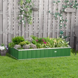 Outsunny 5.7' x 3' x 1' Raised Garden Bed, Galvanized Metal Planter Box for Vegetables Flowers Herbs, Green